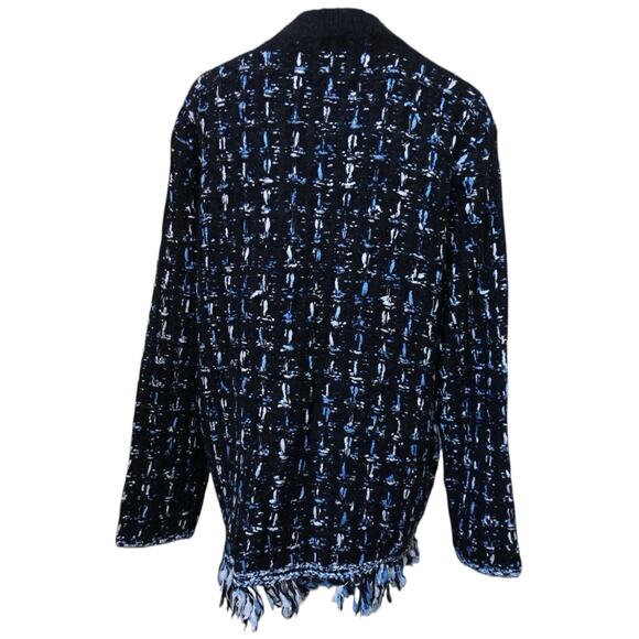 Anthropologie Tweed Fringe Oversized Cardigan Sweater Size S - Picture 10 of 12